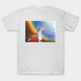 leave the darkness behind and reach for the light motivational acrylic painting T-Shirt